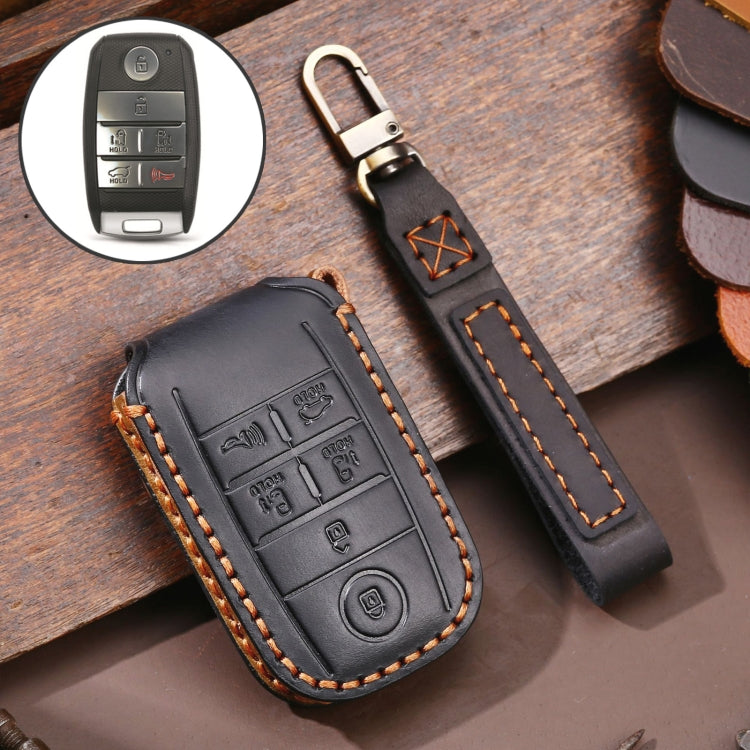 For Kia C134 6-button Hallmo Car Cowhide Leather Key Protective Cover Key Case