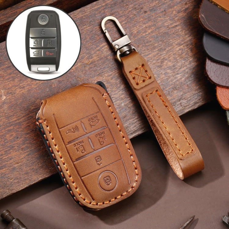 For Kia C134 6-button Hallmo Car Cowhide Leather Key Protective Cover Key Case