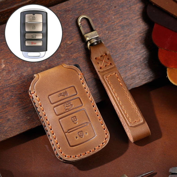 For Kia K4 Hallmo Car Cowhide Leather Key Protective Cover Key Case