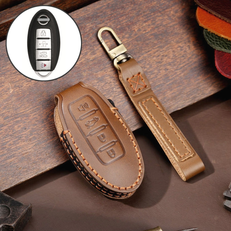 For Nissan 4-button Horn Hallmo Car Cowhide Leather Key Protective Cover Key Case ÎҵÄÉ̵ê