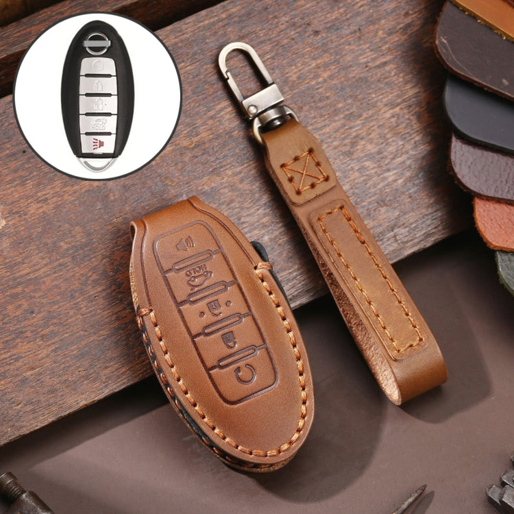 For Nissan 5-button Horn Hallmo Car Cowhide Leather Key Protective Cover Key Case ÎҵÄÉ̵ê