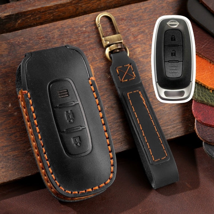 For Nissan Teana / Ariya 2-button Hallmo Car Cowhide Leather Key Protective Cover Key Case