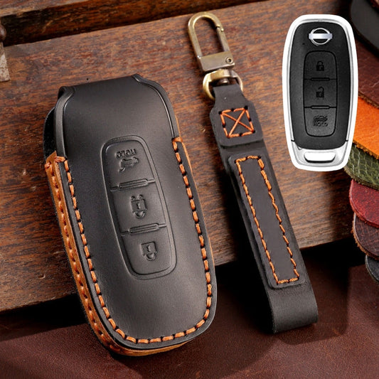 For Nissan Teana / Ariya 3-button Tail Box Hallmo Car Cowhide Leather Key Protective Cover Key Case