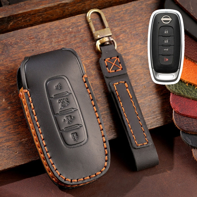 For Nissan Teana / Ariya 4-button Horn Hallmo Car Cowhide Leather Key Protective Cover Key Case