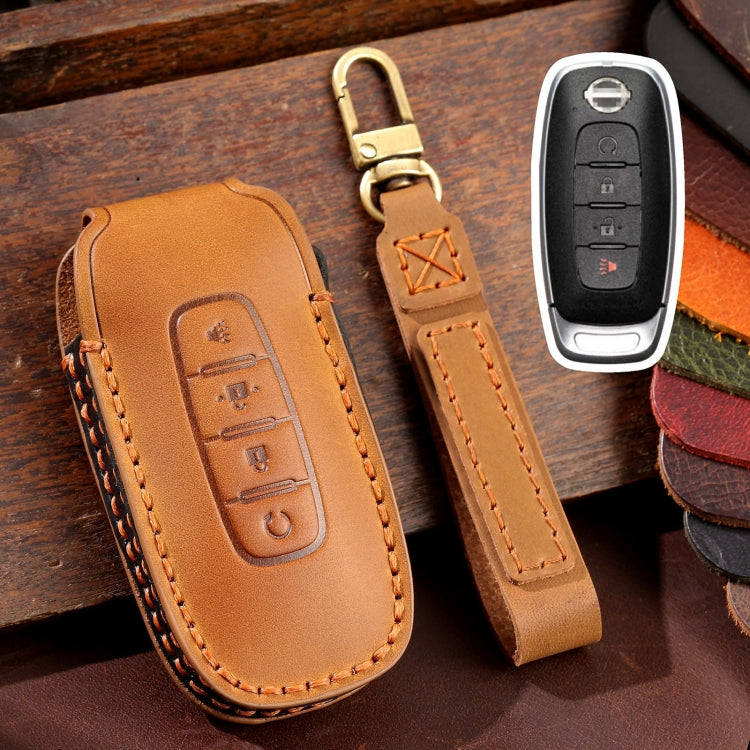 For Nissan Teana / Ariya 4-button Start Hallmo Car Cowhide Leather Key Protective Cover Key Case ÎҵÄÉ̵ê