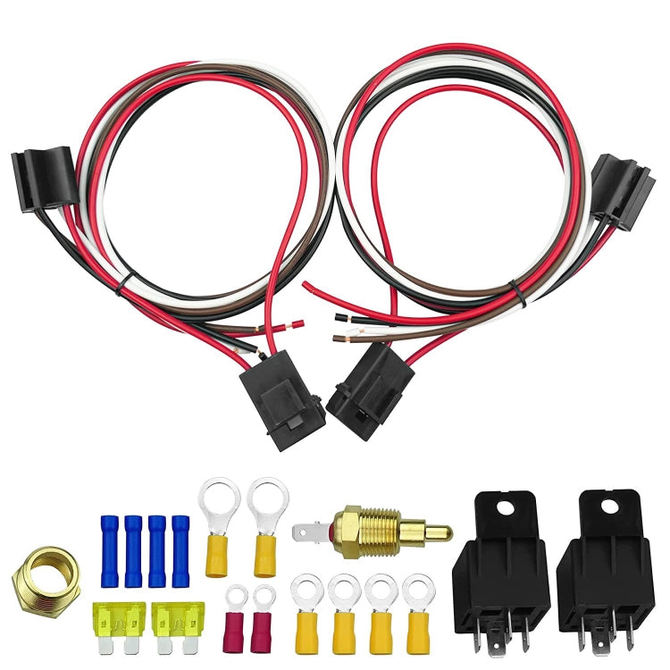 Car 12V 40A 175-185 Degree Thermostat Dual Electric Cooling Fan Wiring Relay Sensor Kit