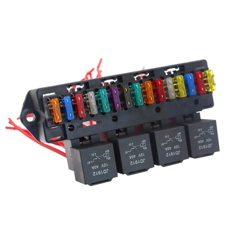 Car 15-way Fuse Box with 4-way 12V 40A Relay