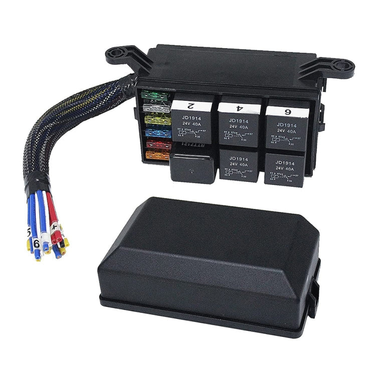 24V 5 Pin Car 6 Slots Waterproof Relay Fuse Box with Cable-Reluova