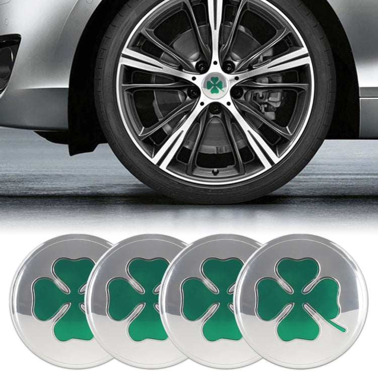 4 in 1 Car Four Leaf Clover Pattern Wheel Hub Decorative Sticker Silver, Diameter: 5.8cm ÎҵÄÉ̵ê