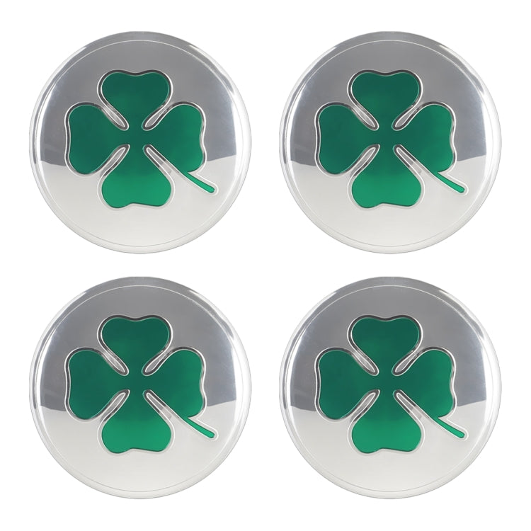 4 in 1 Car Four Leaf Clover Pattern Wheel Hub Decorative Sticker Silver, Diameter: 5.8cm ÎҵÄÉ̵ê