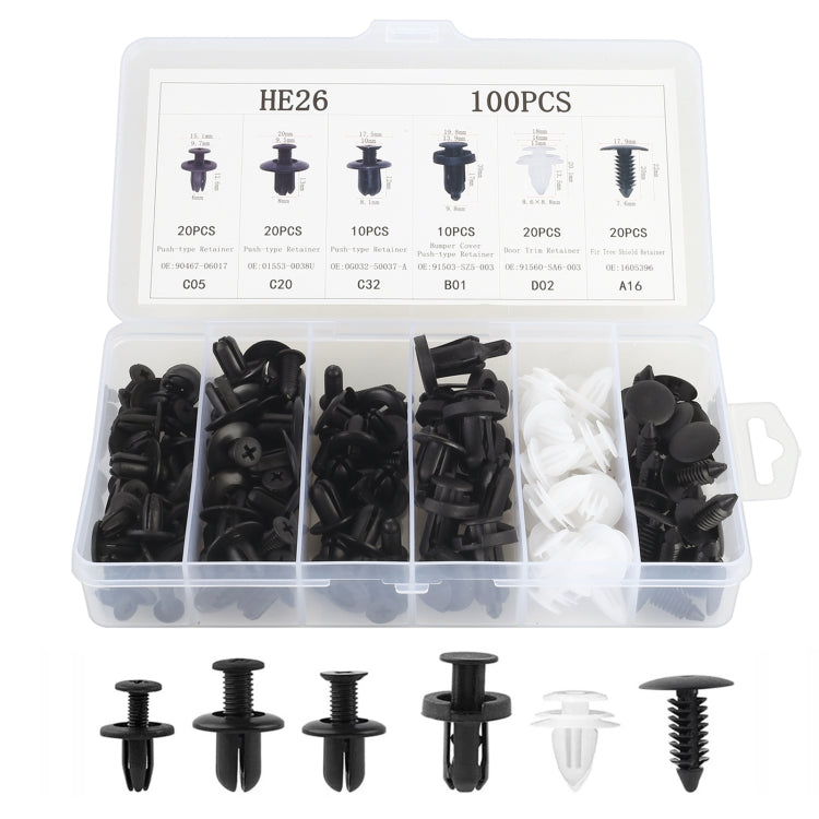 100 in 1 Universal Car Plastic Fasteners Rivet Clips Set