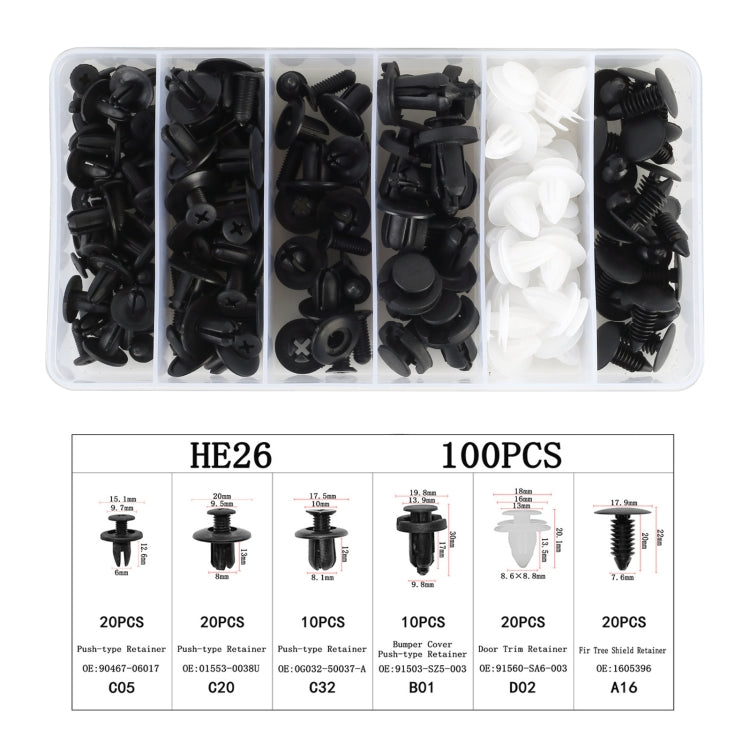 100 in 1 Universal Car Plastic Fasteners Rivet Clips Set