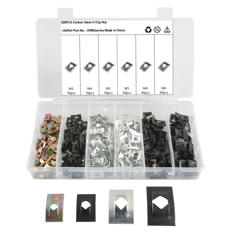 A7863 320 in 1 C-shape Nut Kit Spire Clips Carbon Steel Speed Fasteners Lug Nuts ÎҵÄÉ̵ê