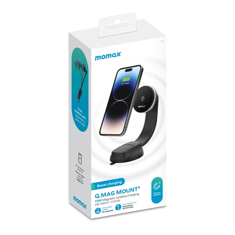 MOMAX CM25B Magnetic Wireless Charger Car Suction Cup Phone Holder ÎҵÄÉ̵ê