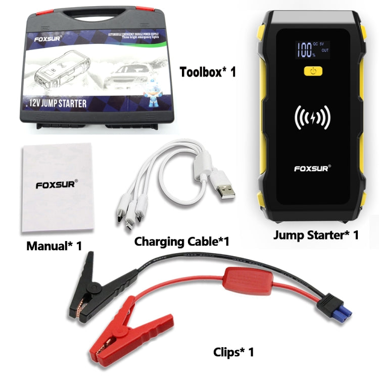 FOXSUR FJS-800 12V Car Multifunctional Wireless Charging Emergency Start Power Supply ÎҵÄÉ̵ê