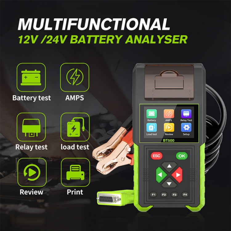 JDiag BT500 12-24V Car Battery Intelligent Analyzer Diagnostic Instrument with Printer