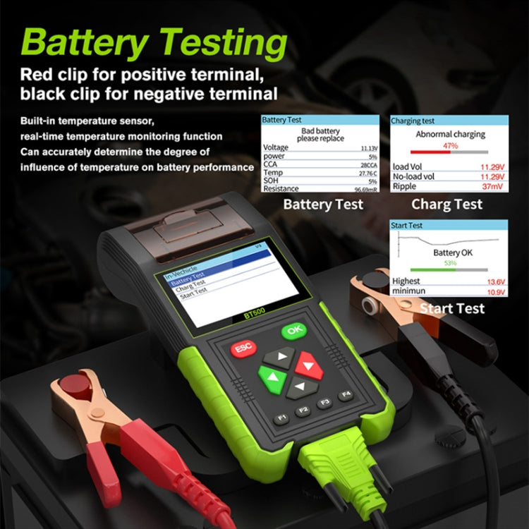 JDiag BT500 12-24V Car Battery Intelligent Analyzer Diagnostic Instrument with Printer