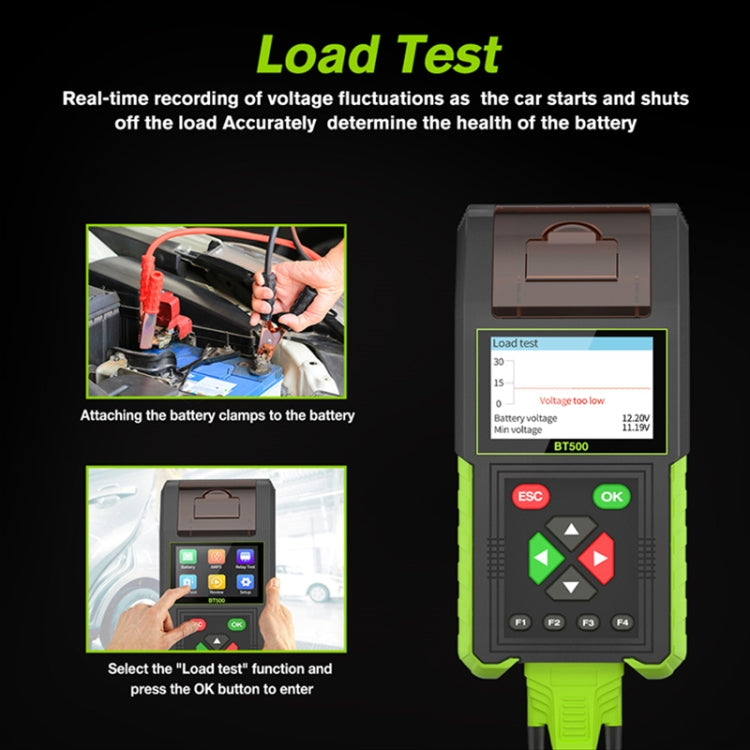 JDiag BT500 12-24V Car Battery Intelligent Analyzer Diagnostic Instrument with Printer