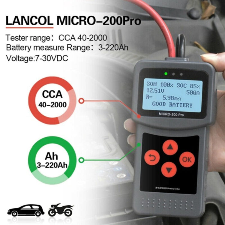 MICRO-200 PRO Car Battery Tester Battery Internal Resistance Life Analyzer, Nordic Version