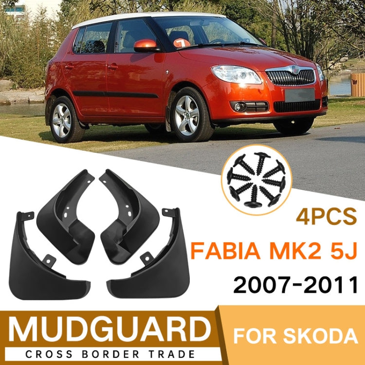 For Skoda Fabia MK2 5J 2007-2011 4pcs/Set Car Auto Soft Plastic Splash Flaps Fender Guard ÎҵÄÉ̵ê