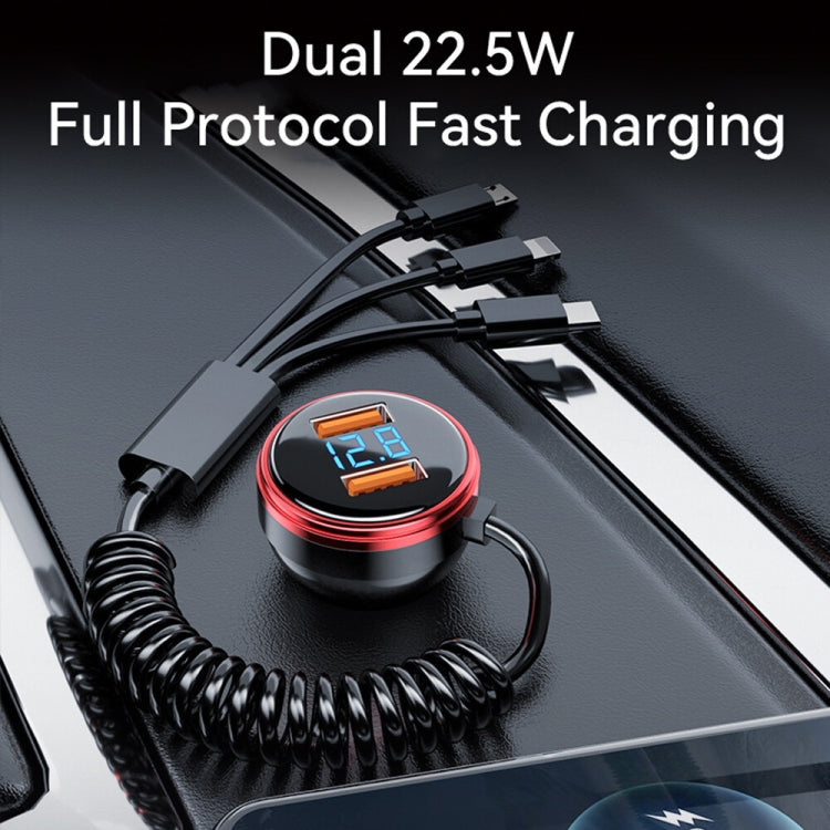 BW13 67.5W 3 in 1 Charging Cable & Dual USB Port Car Charger