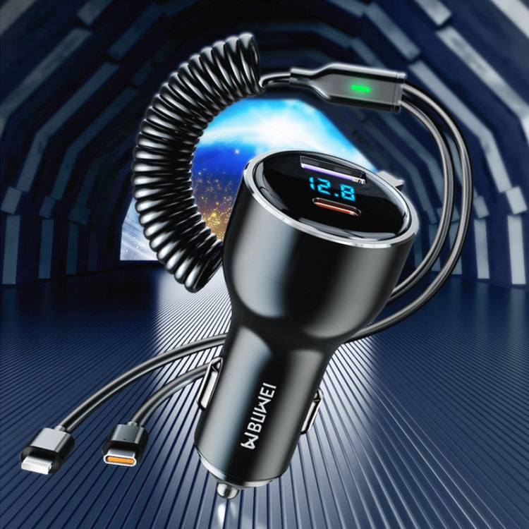 BW25 290W 2 in 1 Charging Cable & USB+USB-C / Type-C Dual Port Car Charger