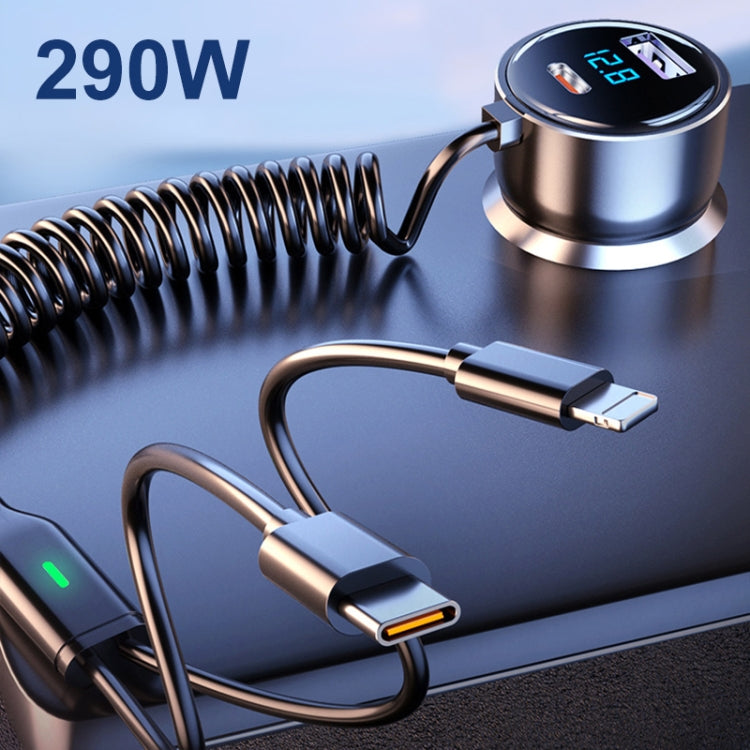 BW25 290W 2 in 1 Charging Cable & USB+USB-C / Type-C Dual Port Car Charger