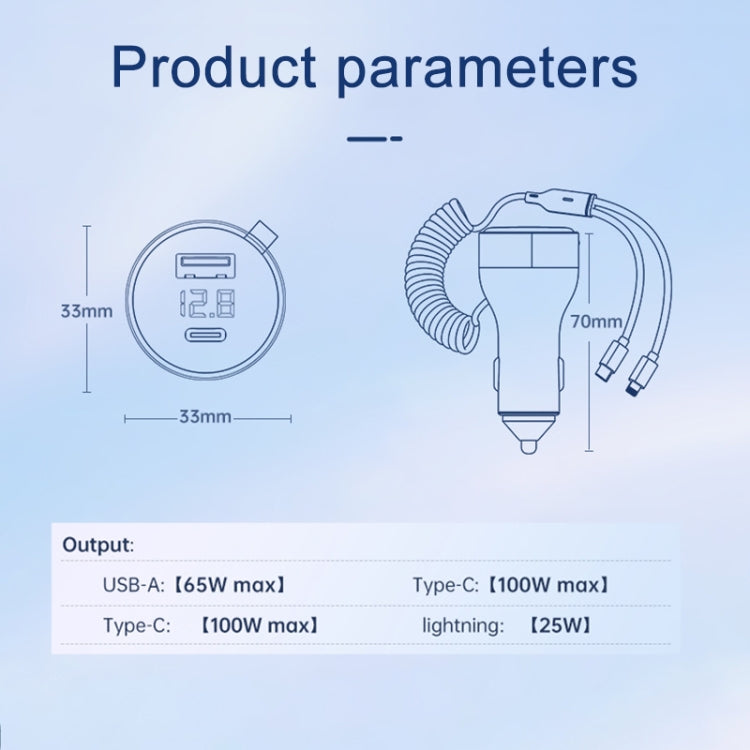 BW25 290W 2 in 1 Charging Cable & USB+USB-C / Type-C Dual Port Car Charger