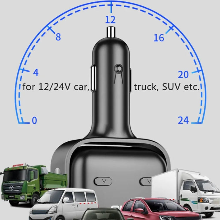 Y48TC QC3.0 + Type-C Dual Port Fast Charging Multi-function Car Charger Cigarette Lighter