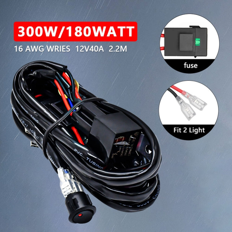 D0034 Off-road Vehicle 300W 2 in 1 Round Waterproof Switch Light Wiring Harness