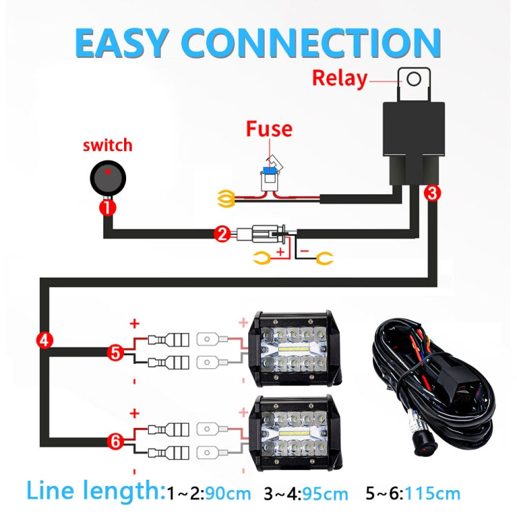 D0034 Off-road Vehicle 300W 2 in 1 Round Waterproof Switch Light Wiring Harness