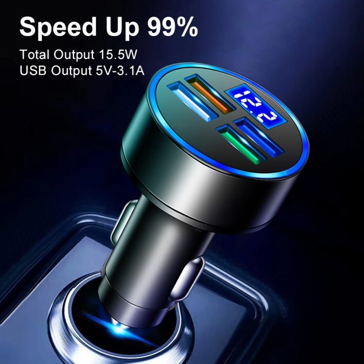 3.1A 4 in 1 Digital Display Car Charger with Voltmeter