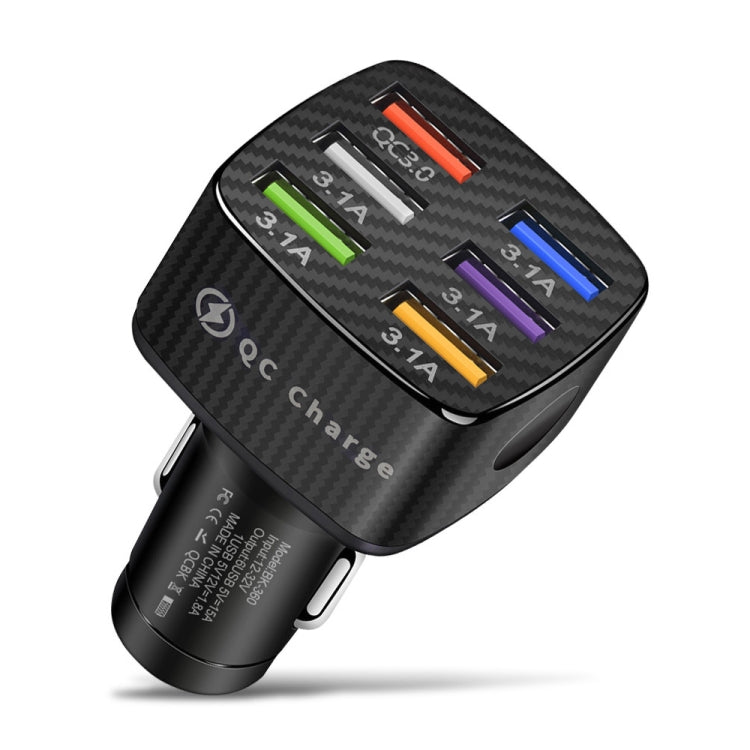 BK-360 6 in 1 QC3.0+3.1A USB luminescent Car Charger