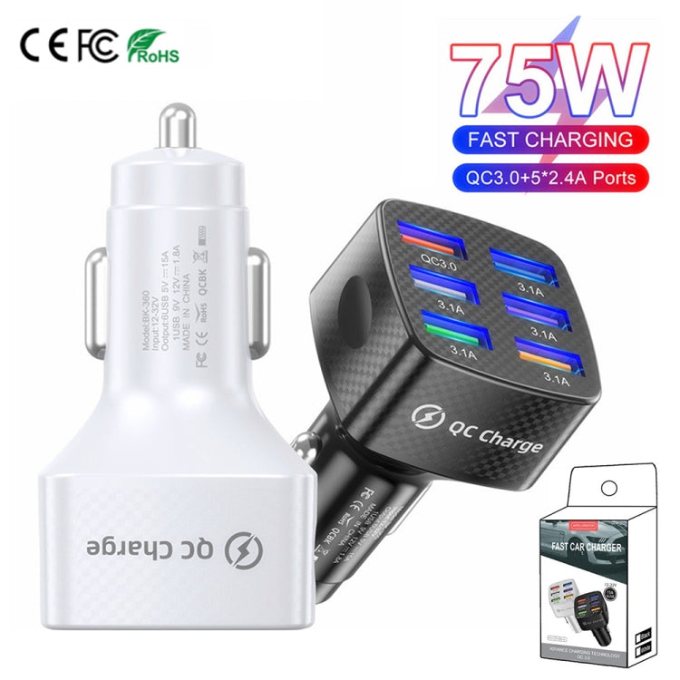 BK-360 6 in 1 QC3.0+3.1A USB luminescent Car Charger ÎҵÄÉ̵ê