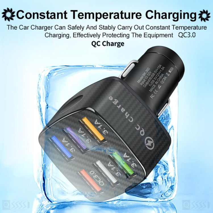 BK-360 6 in 1 QC3.0+3.1A USB luminescent Car Charger ÎҵÄÉ̵ê