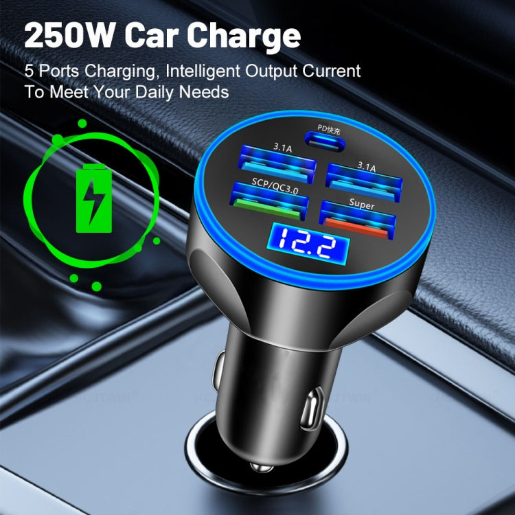 WGS-G37 5 in 1 Digital Display Super Fast Charging Car Charger with Voltmeter ÎҵÄÉ̵ê