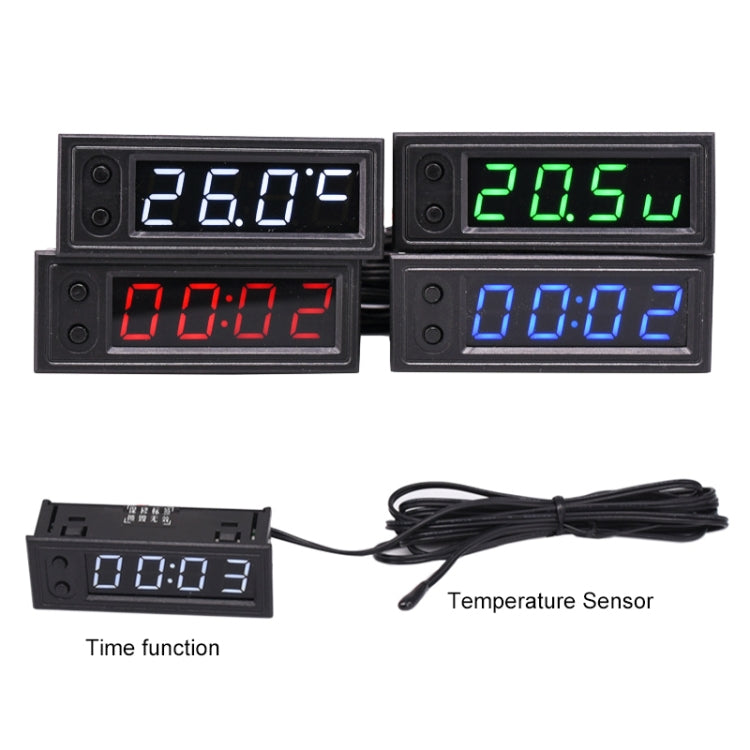 3 in 1 DC5-50V Car High-precision Electronic LED Luminous Clock + Thermometer + Voltmeter