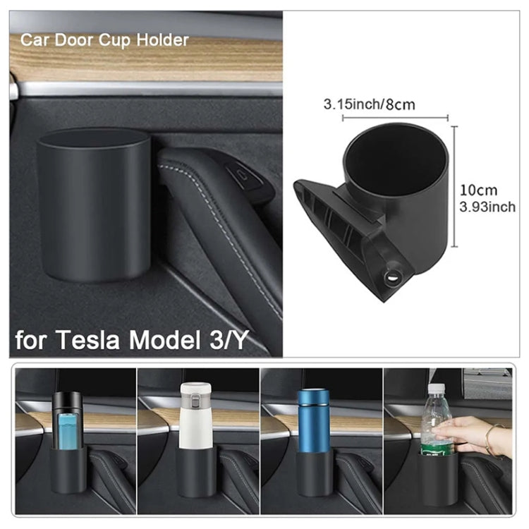 For Tesla Model Y / 3 2pcs / Set Car Door Main & Passenger Driver Water Cup Storage Holder