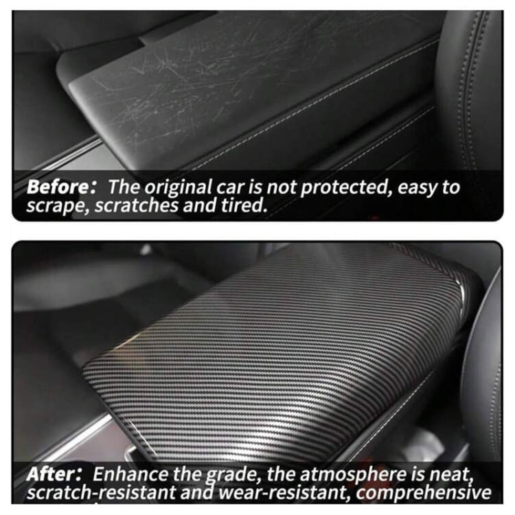 For Tesla Model 3 / Y Car Center Console Armrest Box Carbon Fiber Pattern Protective Cover ÎҵÄÉ̵ê