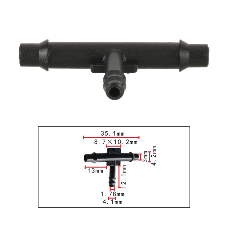 10pcs/Bag Car T Type Wiper Spray Nozzle Water Pipe Connection Tube