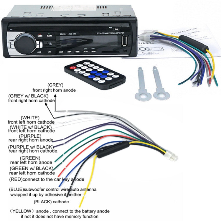 JSD-520 Car Stereo Radio MP3 Audio Player Support Bluetooth Hand-free Calling / FM / USB / SD, EU Plug Version ÎҵÄÉ̵ê