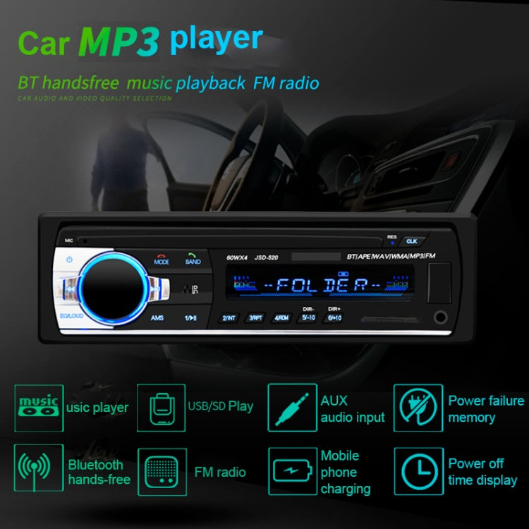 JSD-520 Car Stereo Radio MP3 Audio Player Support Bluetooth Hand-free Calling / FM / USB / SD, EU Plug Version ÎҵÄÉ̵ê