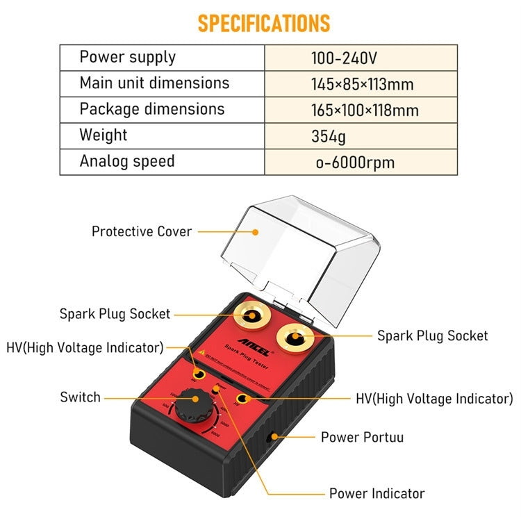 ANCEL Car Double Hole Spark Plug Flashover Tester, US Plug ÎҵÄÉ̵ê