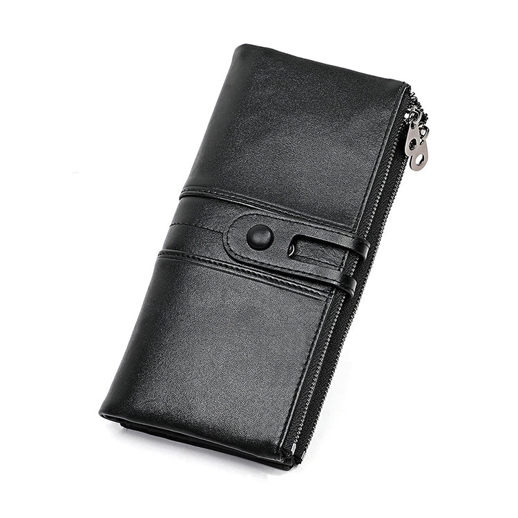 3520 Long Cowhide Leather Folding Anti-magnetic RFID Wallet for Ladies, with Card Slots My Store