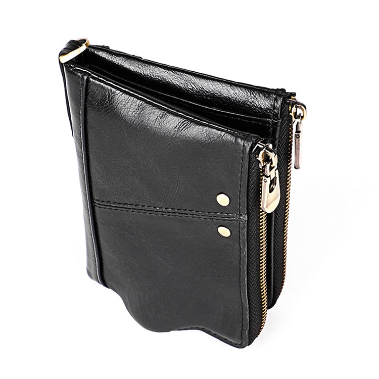 3533 Long Crazy Horse Texture Cowhide Leather Folding Anti-magnetic RFID Wallet Clutch Bag for Men, with Card Slots My Store