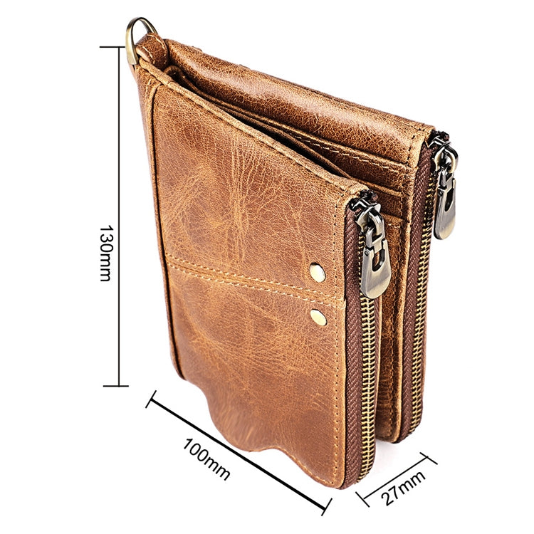 3533 Long Crazy Horse Texture Cowhide Leather Folding Anti-magnetic RFID Wallet Clutch Bag for Men, with Card Slots My Store