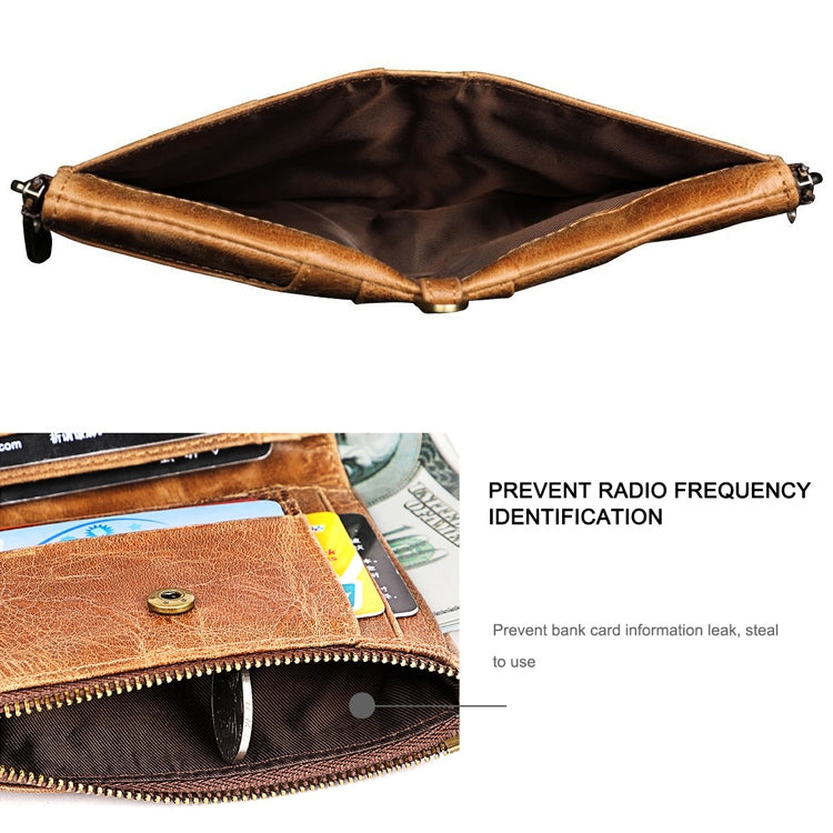 3533 Long Crazy Horse Texture Cowhide Leather Folding Anti-magnetic RFID Wallet Clutch Bag for Men, with Card Slots My Store