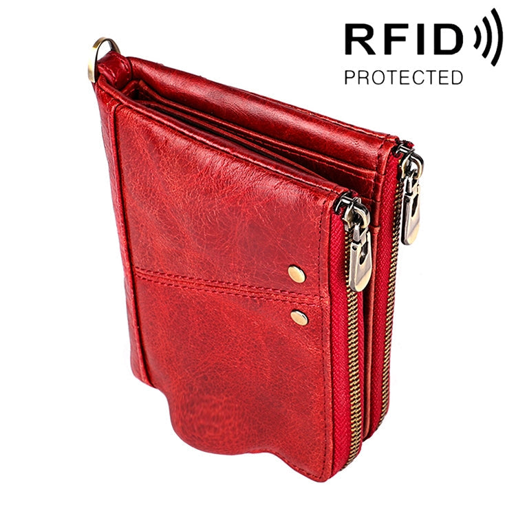 3533 Long Crazy Horse Texture Cowhide Leather Folding Anti-magnetic RFID Wallet Clutch Bag for Men, with Card Slots My Store