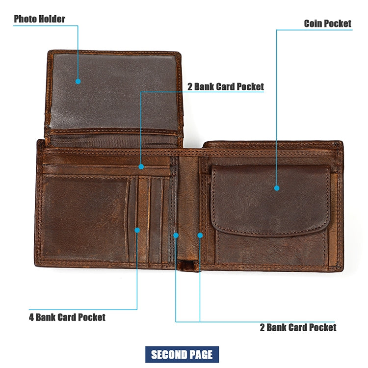 8020 Horizontal Retro Crazy Horse Texture Leather Anti-magnetic RFID Wallet Clutch Bag for Men, with Card Slots My Store