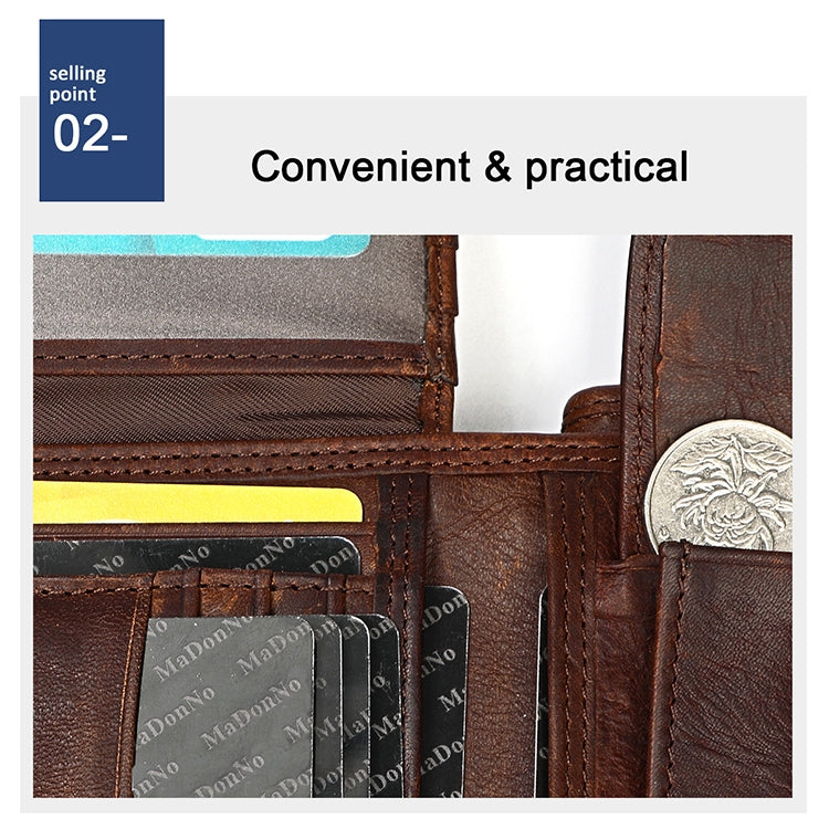 8020 Horizontal Retro Crazy Horse Texture Leather Anti-magnetic RFID Wallet Clutch Bag for Men, with Card Slots My Store